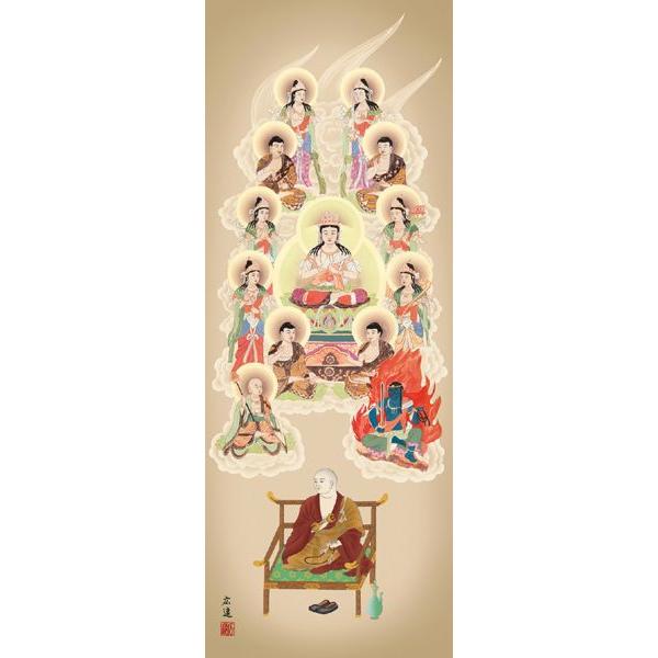 掛け軸 掛軸　仏画　田中広達・真言十三佛_1