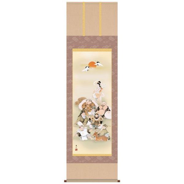 掛け軸／掛軸 豊寿く表徴画 七福神・榎本東山 沈子付き添い人 床の間 美術、工芸品-楽器、手芸、コレクション