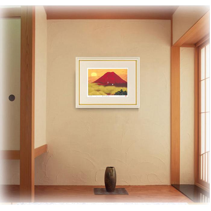 絵画 吉岡浩太郎 黎明赤富士 L 版画 インテリアの画像
