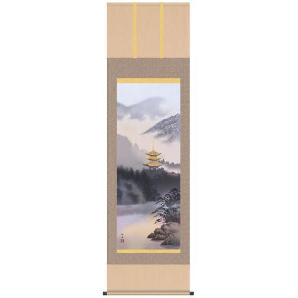 掛軸 掛け軸 景色画 瀬田功舟・古都褒めたたえる 尺五 床の間 掛け軸-楽器、手芸、コレクション-美術、工芸品