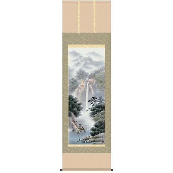 掛け軸  掛軸  山水  鈴村秀山・幽山渓谷  尺五  水墨山水　床の間　桐箱畳紙収納　