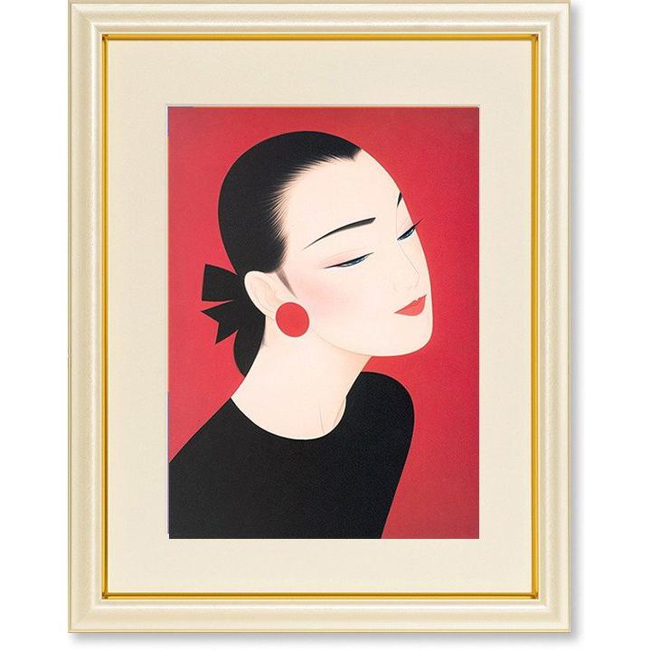 絵画 インテリア 鶴田一郎・パッションレッド 美人画 アート  