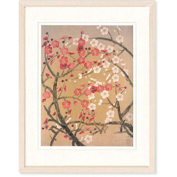 絵画 日本画 中島千波 ( なかじまちなみ ) ・紅白梅 インテリア 梅