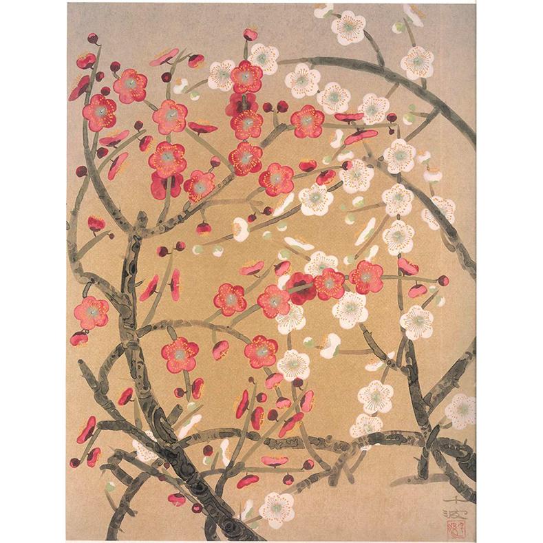 絵画 日本画 中島千波 ( なかじまちなみ ) ・紅白梅 インテリア 梅
