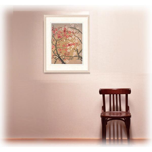 絵画 日本画 中島千波 ( なかじまちなみ ) ・紅白梅 インテリア 梅