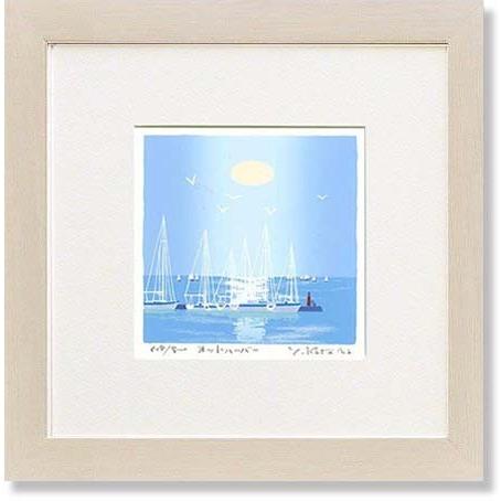 【貴重】ヨットハーバー油絵　豪華額装付 貴重】ヨットハーバー油絵 豪華額装付 貴重】ヨットハーバー油絵 豪華