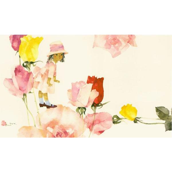 絵画 いわさき ちひろ・バラと少女 インテリアアート 絵 : 絵画