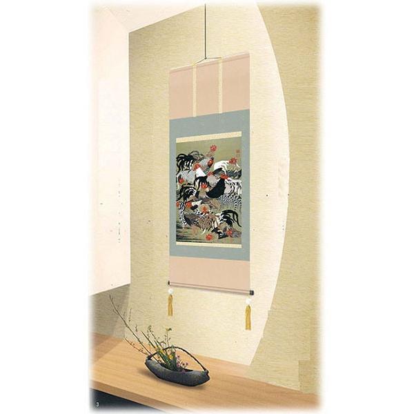 掛け軸 掛軸 伊藤若冲（いとうじゃくちゅう）・群鶏図（ぐんけいず