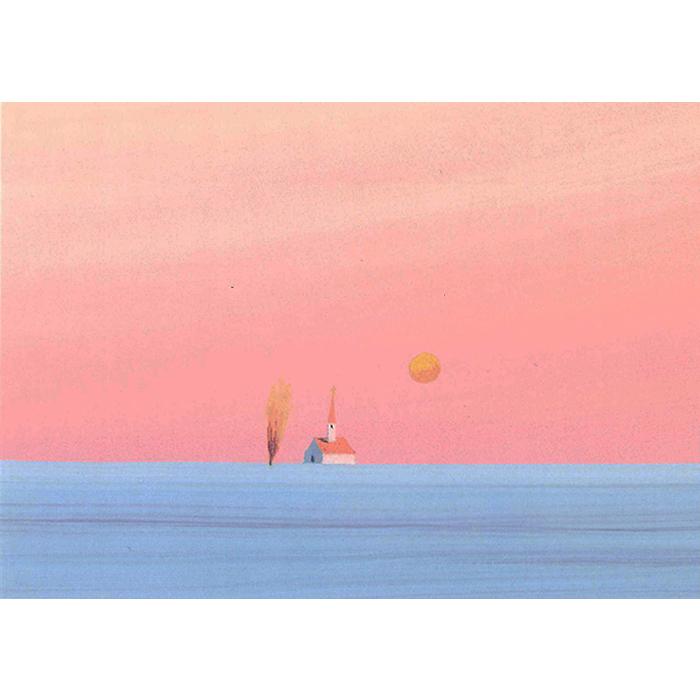 絵画 版画 葉祥明・バラ色の教会 インテリア : 絵画生活 - 通販