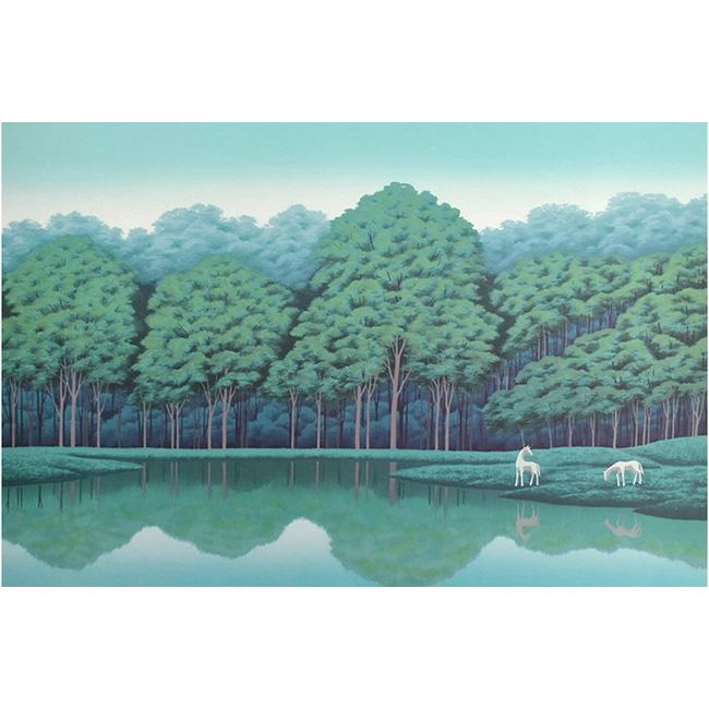 絵画 国武久巳・蒼い湖畔 アート インテリア 風景画 : 絵画生活
