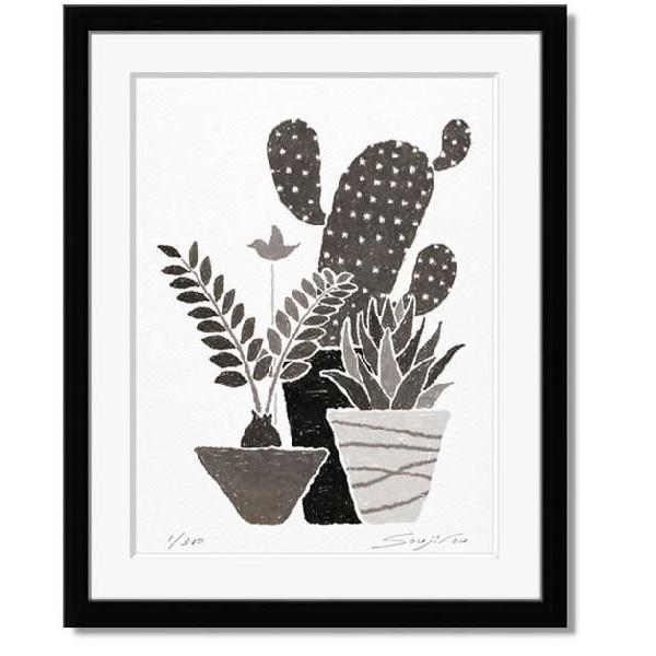 藤谷壮仁郎・サミアとサボテンとハオルシア（絵画・版画）