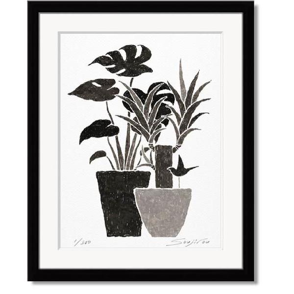 藤谷壮仁郎・モンステラとユッカ（絵画・版画）
