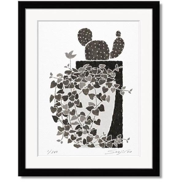 藤谷壮仁郎・ハートカズラとサボテン（絵画・版画）