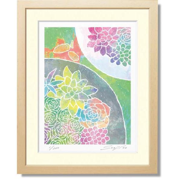 藤谷壮仁郎・どんぐりと多肉植物寄せ植え（絵画・版画）
