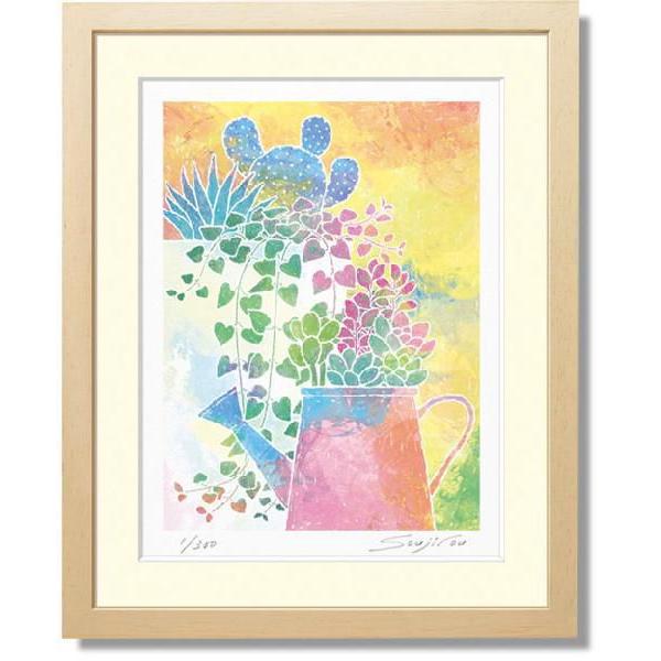 藤谷壮仁郎・如雨露と多肉植物（絵画・版画）