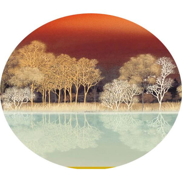 絵画 赤富士湖畔・伊藤渓山 日本画 名画 和額 和室 インテリア : 絵画