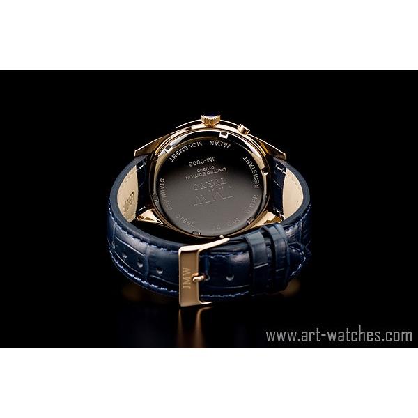 腕時計 JMW TOKYO ブルーゴールド 上級 ムーンフェイズ 本革ベルト ローマ数字インデックス 100m防水 タキメーター 世界限定300本  :JMW0006BLG:日本製ムーブメントにこだわったアート腕時計 通販 