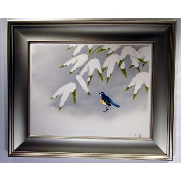 上村淳之　雪中小禽　版画　本人サイン有 | 