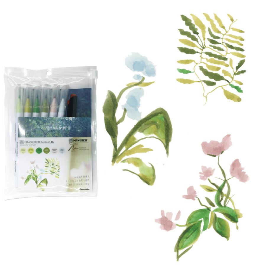 ☆RURU☆　香草カラーＮ６100g✖️3 呉竹 筆ペン ZIG クリーンカラーリアルブラッシュ 6色セット