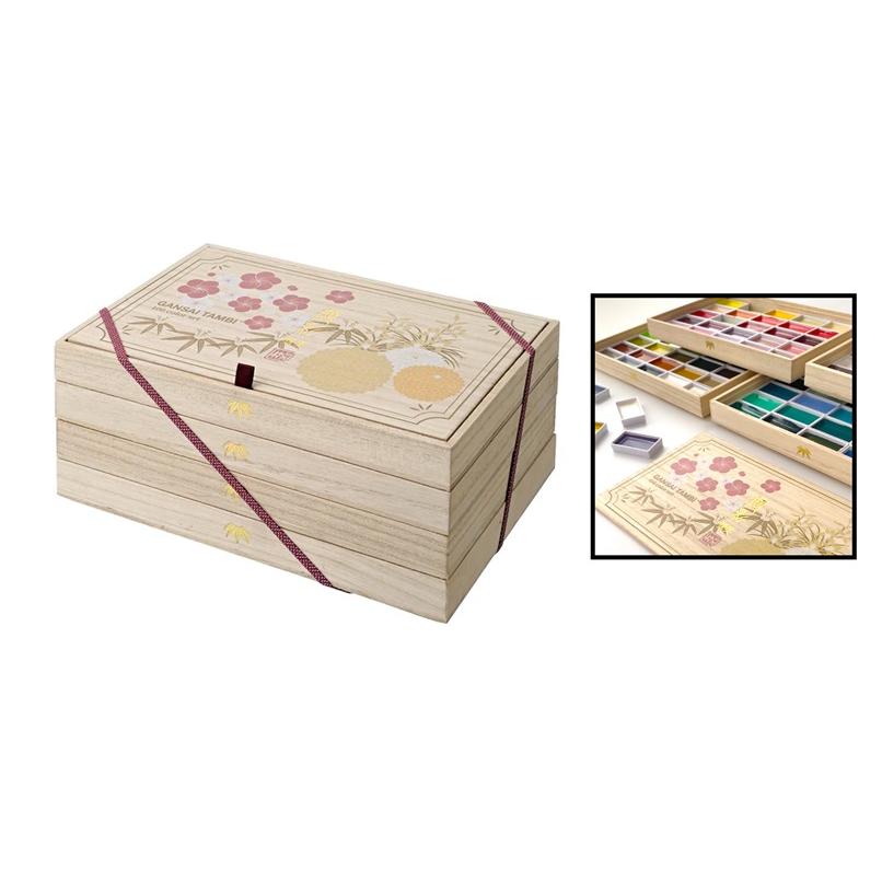 呉竹 顔彩耽美 桐箱100色セット MC20/100WD3 : アート銀座屋ヤフー店