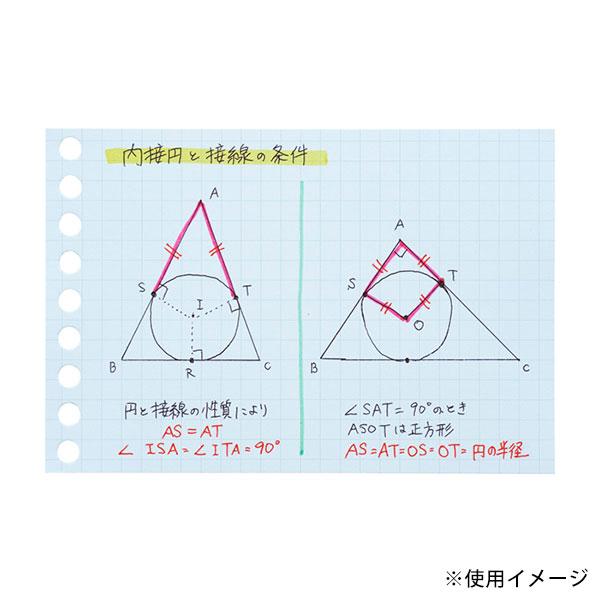 ルーズリーフ 書きやすいルーズリーフ ミニ B7変形 9穴 筆記用紙80g/m2 5mm方眼罫 カラーアソート3色x30枚 L1432-99 マルマン (ゆうパケット1点まで)｜artandpaperm｜04