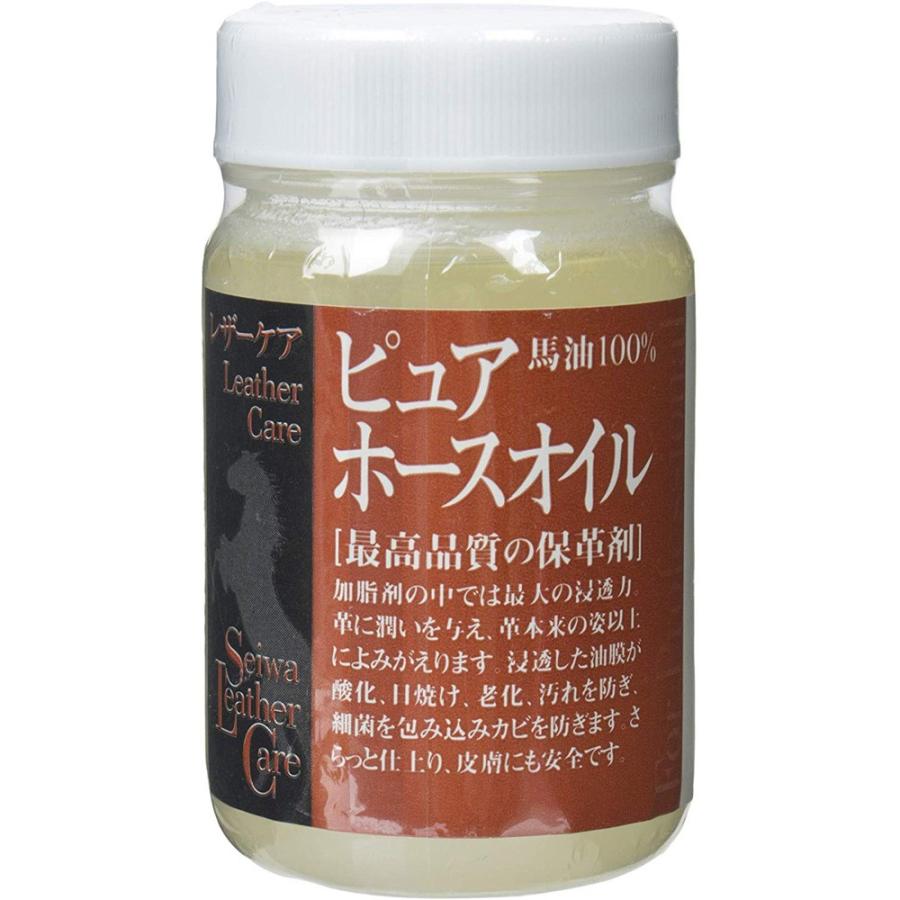 ピュアホースオイル 100ml SEIWA レザークラフト用 保革剤 馬油 ホースオイル レザーメンテナンス マスタングペースト 【破格値下げ】 ピュアホワイト ピュアホースオイル100% 100g 2個セット