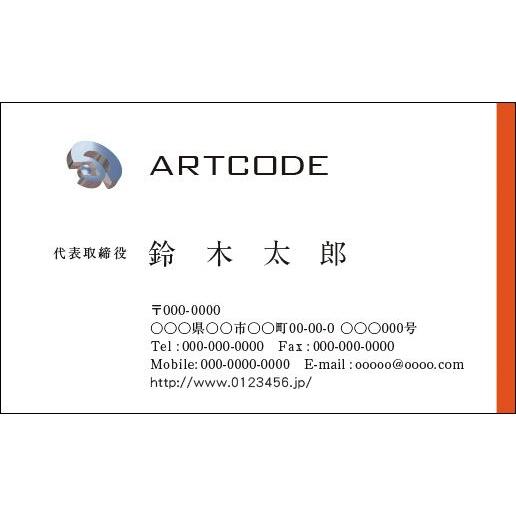 カラービジネス名刺　印刷　作成 100枚 ロゴ入れ可　シンプルなビジネス向け名刺　business010 | 