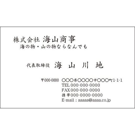 黒1色　モノクロ　ビジネス　官庁向け　名刺　印刷　作成 100枚 monochrome001 | 