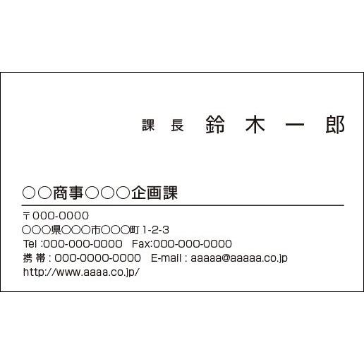 黒1色　モノクロ　ビジネス　官庁向け　名刺　印刷　作成 100枚 monochrome003 | 