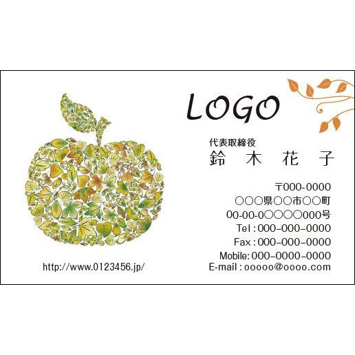カラーデザイン名刺 ショップカード 印刷 作成 100枚 ロゴ入れ可 グリーン りんご フルーツ Season008 Season008 Artcode 通販 Yahoo ショッピング