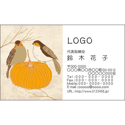 カラーデザイン名刺　ショップカード　印刷　作成【100枚】ロゴ入れ可　鳥　ナチュラル　season018 | 