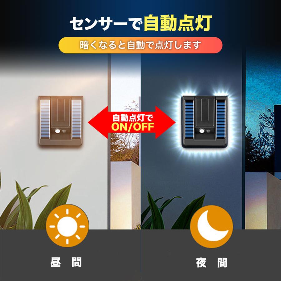 センサーライト 屋外 ソーラーライト led 防水 ウォールライト 人感