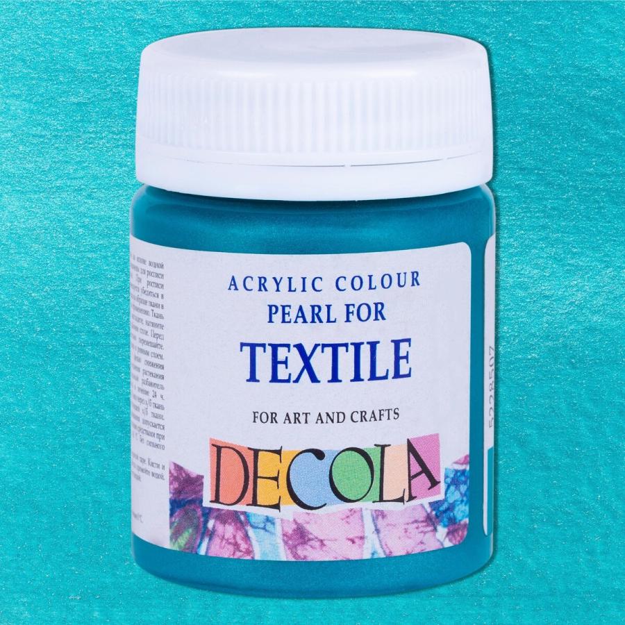 布用絵の具【DECOLA】デコラ 50ml / PEARL TurquoiseBlue(パールターコイズブルー)｜artcraftdesignlulu｜02