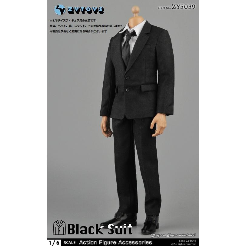 ZY-TOYS 1/6フィギュア用衣装 男性用 ブラックスーツコスチューム