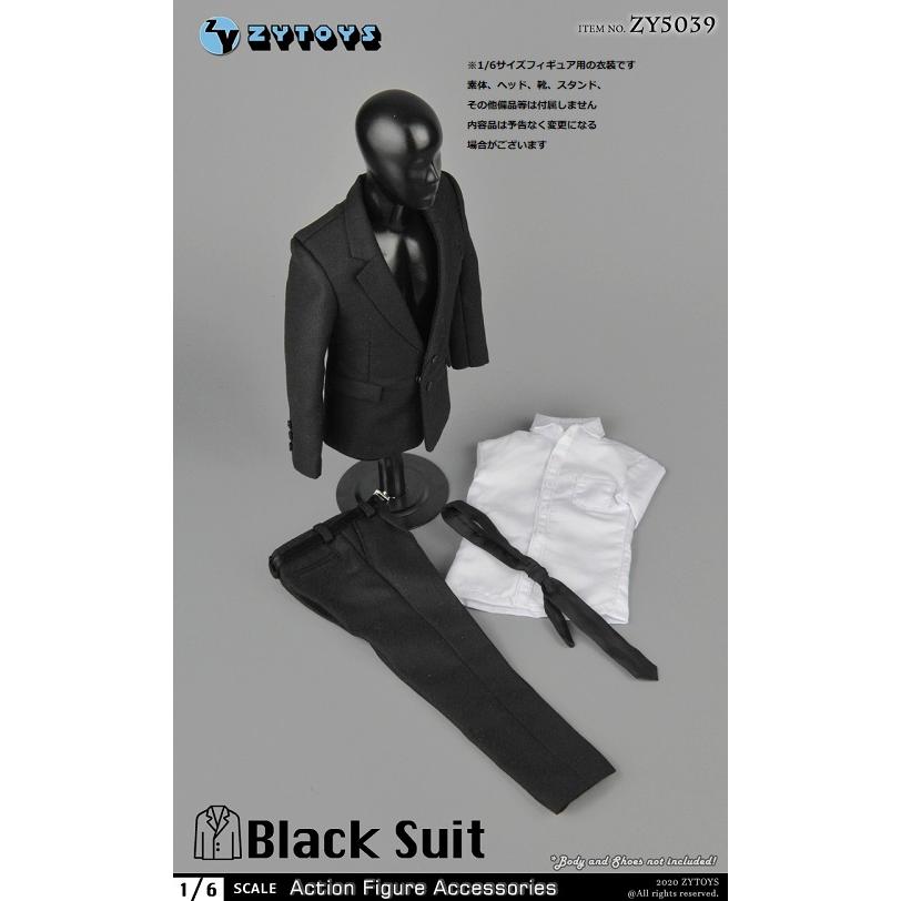 ZY-TOYS 1/6フィギュア用衣装 男性用 ブラックスーツコスチューム