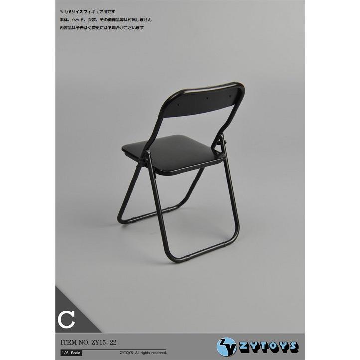 ZY-TOYS 1/6サイズフィギュア用 折りたたみパイプ椅子 黒(ZY15-22C