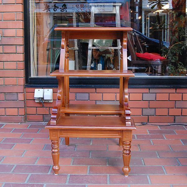 ライブラリーステップ 踏み台 飾り棚 おしゃれ チーク無垢材 天然木