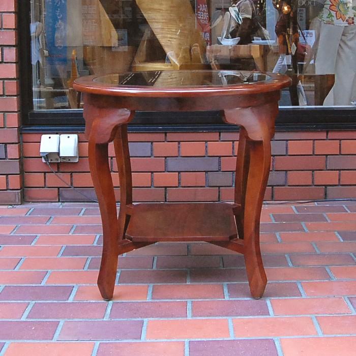 ラウンドテーブル カフェテーブル サイドテーブル ガラステーブル コーヒーテーブル 濃茶 JAVA GLASS TABLE L オリジナル家具 インドネシア直輸入 |  | 01