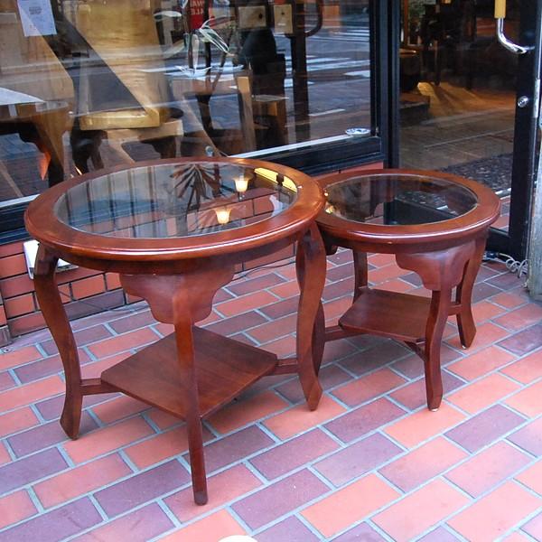 ラウンドテーブル カフェテーブル サイドテーブル ガラステーブル コーヒーテーブル 濃茶 JAVA GLASS TABLE L オリジナル家具 インドネシア直輸入 |  | 03