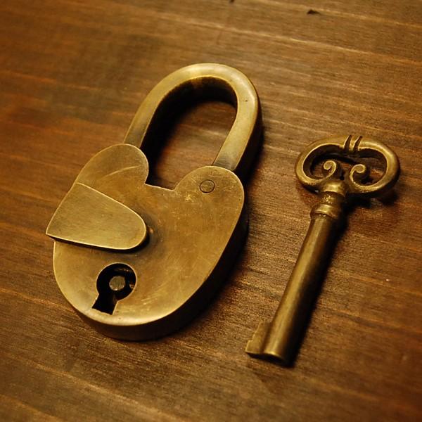 南京錠 真鍮製 ロック 169 真鍮金具 鍵 錠前 インテリア インドネシア
