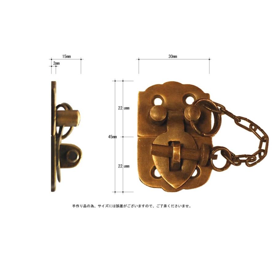 ブラス錠前545 真鍮金具 家具部品 鍵部品　アンティーク仕上げ DIY 日曜大工 引き出し部品 インドネシア直輸入 インテリアパーツ 古色仕上げ |  | 05