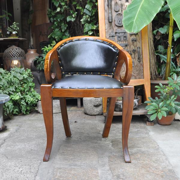 レザーアームチェア 牛革 エレファントチェアUSED 中古 チーク レザー 本革  象 インテリア家具 ヴィンテージ オリジナル家具 インドネシア直輸入 |  | 01
