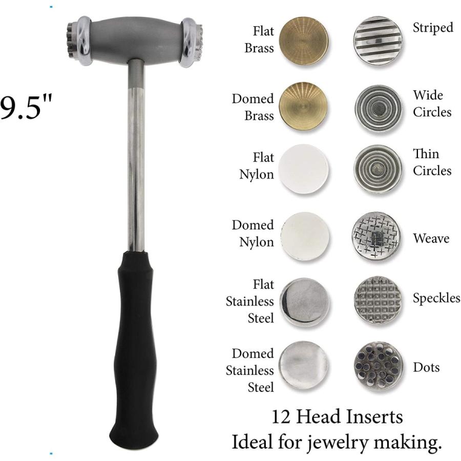 テクスチャーハンマー 打面十二種類付き　HAM912　打面 交換 彫金 地金 模様 加工 刻印