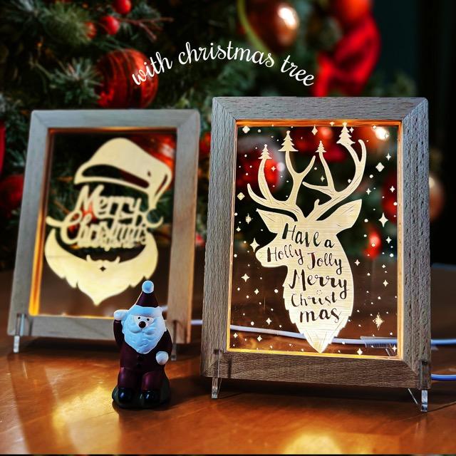 クリスマス トナカイ サンタ 置物 アクリル オブジェ ライト