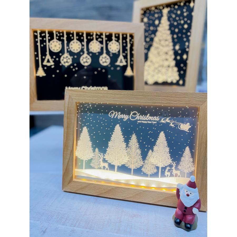 クリスマス アクリル スタンド フレーム ライト【絵柄3種】 LED 暖色