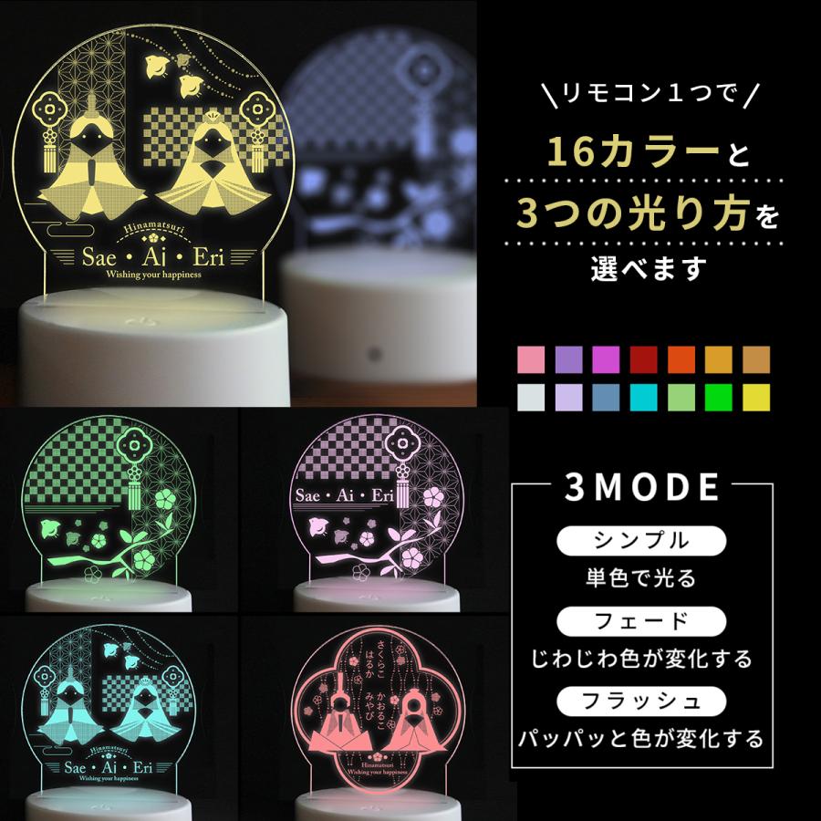ひなまつり 飾り 名入れ ライト スタンド LED 光る 雛飾り お祝い