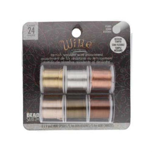 クラフト用ワイヤー 6束セット クラフトワイヤー】6色セット ワイヤーエレメンツ BeadSmith ビーズ