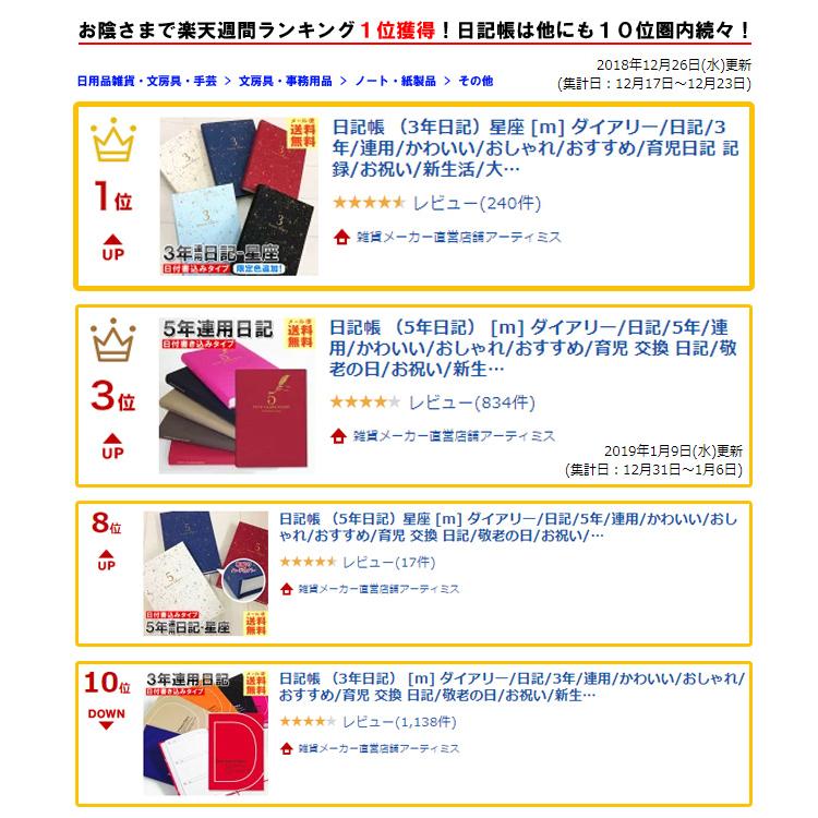 日記帳 5年日記 [m] ダイアリー 日記 五年 連用 かわいい おしゃれ おすすめ 育児 交換 日記 お祝い 新生活 大人 家族 ダイエット ギフト プレゼント 雑貨｜artemis-webshop-2｜02