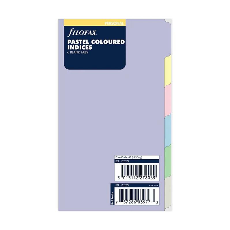 ファイロファックス システム手帳 リフィル バイブルサイズ Blank インデックス パステル 6タブ Filofax 6穴 聖書サイズ