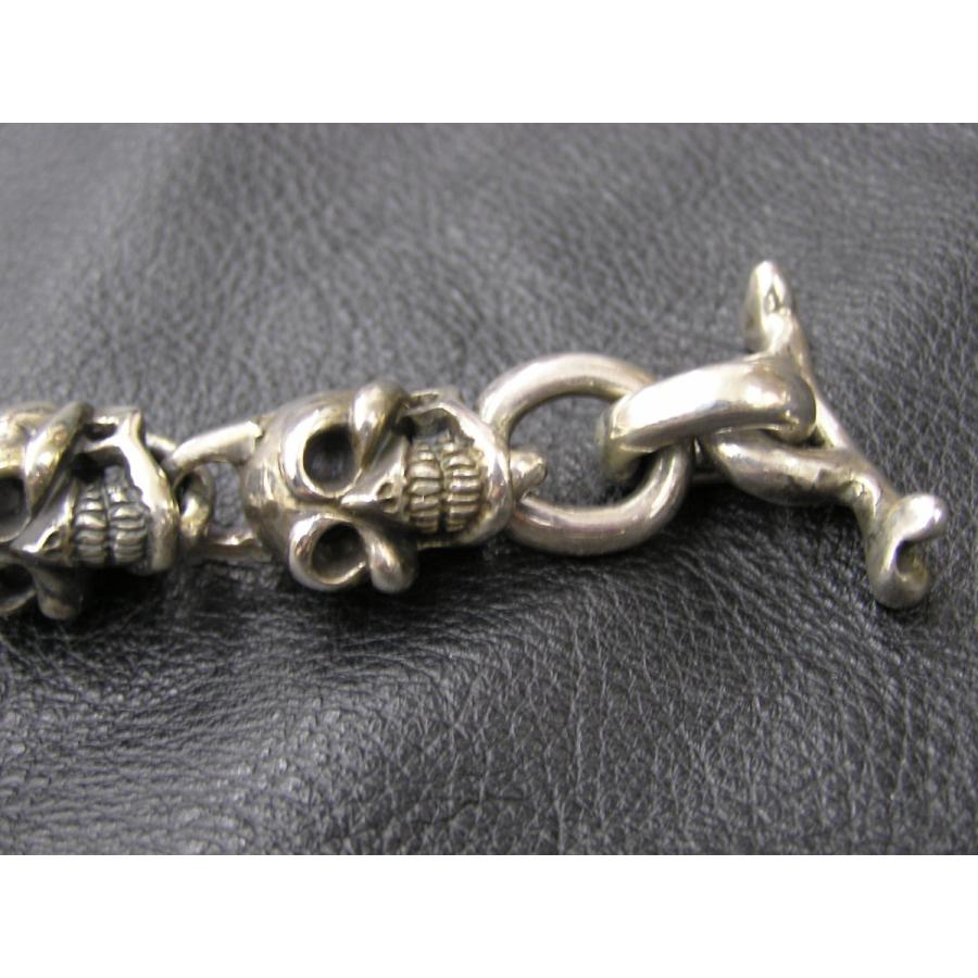 美品 ブレスレット スカル ドクロ 13連 ボーン ジルコニア 925 美品 ブレスレット スカル ドクロ 13連 ボーン ジルコニア 925